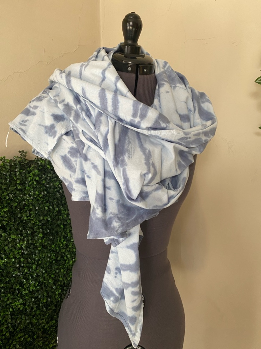 J. Jill Light Blue and White Tie-Dye Scarf Wrap